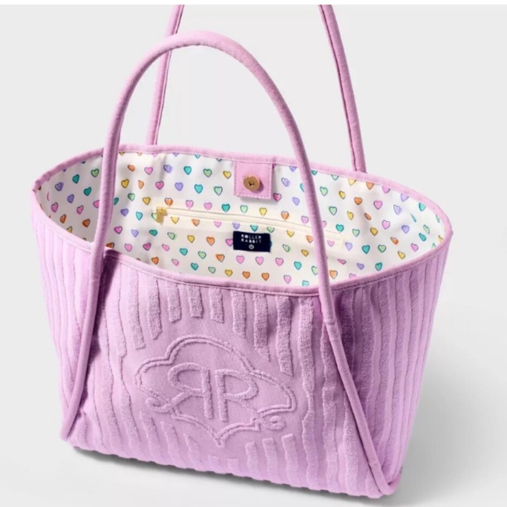 BNWT Lavender embossed Terry Beach Tote Bag from Roller Rabbit x Target